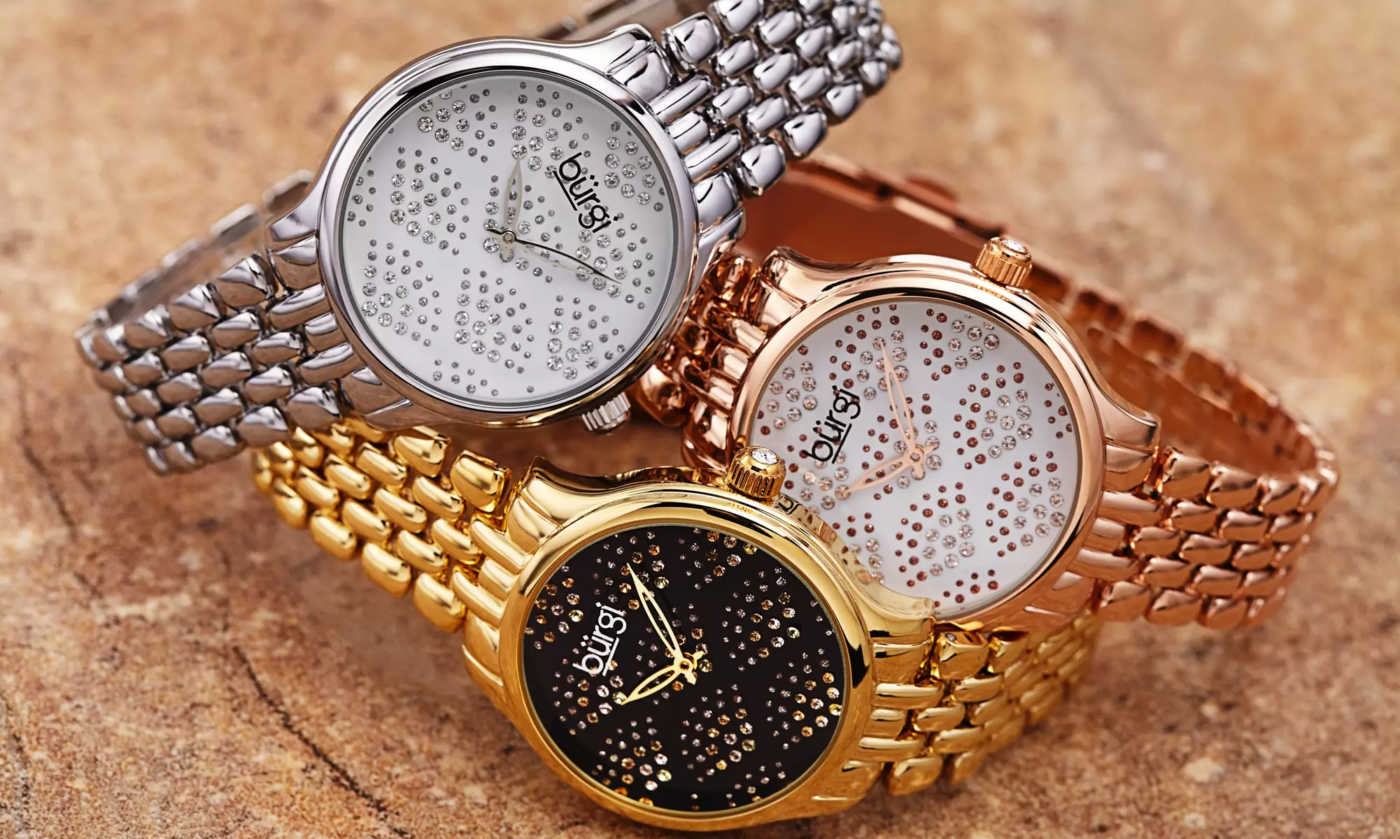 Women's Burgi Stainless Steel Bracelet Watch With Crystals From Swarovski - Primary Image