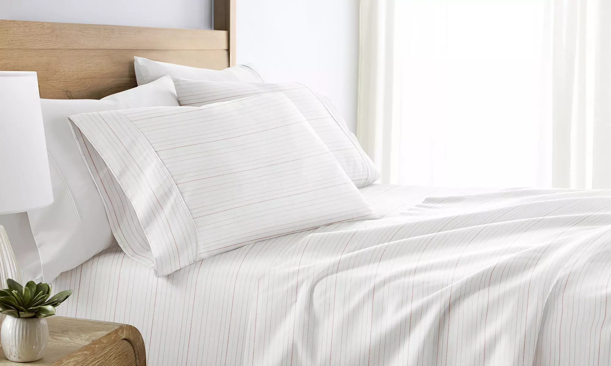 Simply Soft 4 Piece Sheet Set Patterned Microfiber Bedding, Soft Stitch Stripe
