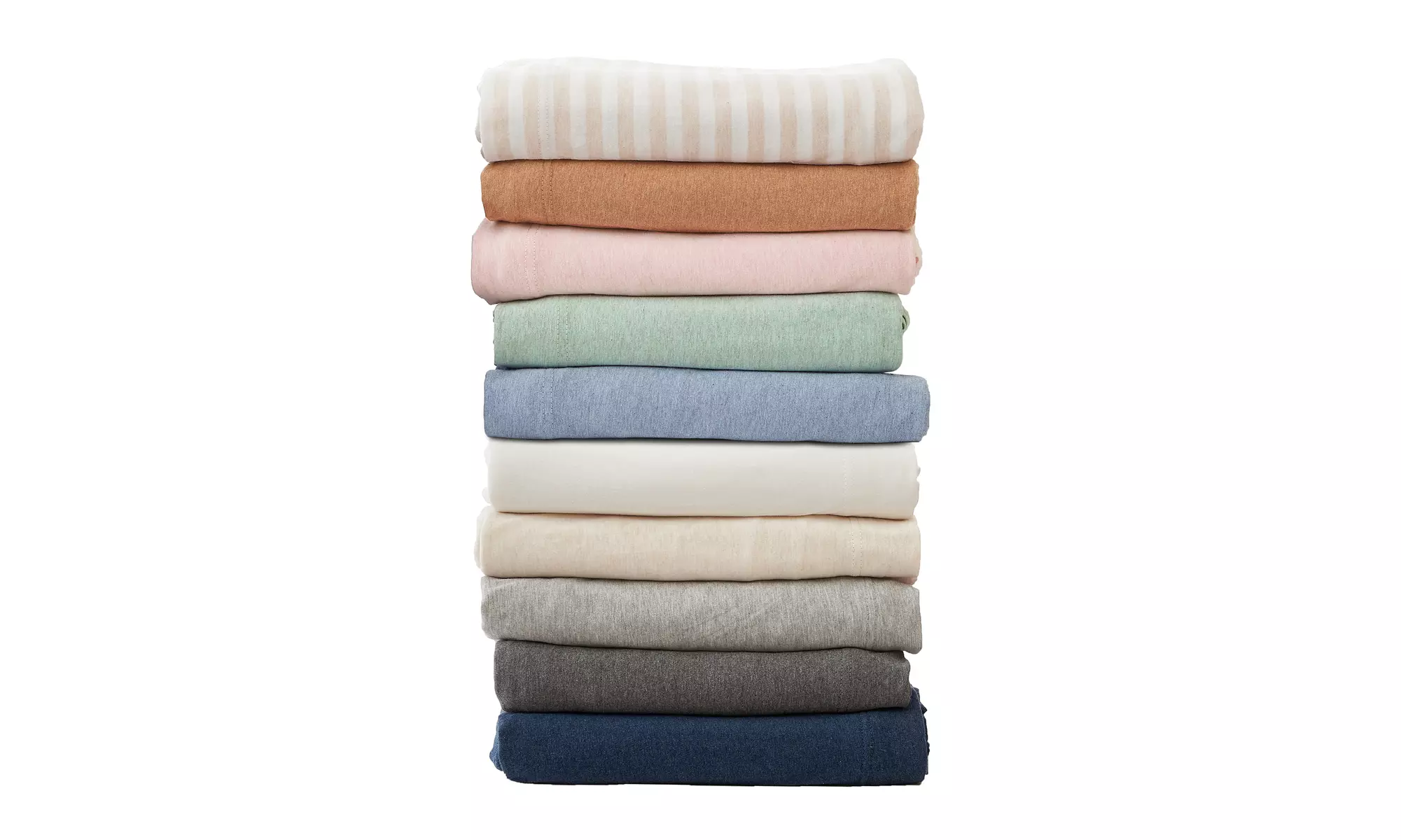 FreshFolds Ultra-Soft Cotton Heathered Melange Jersey Knit Sheet Set