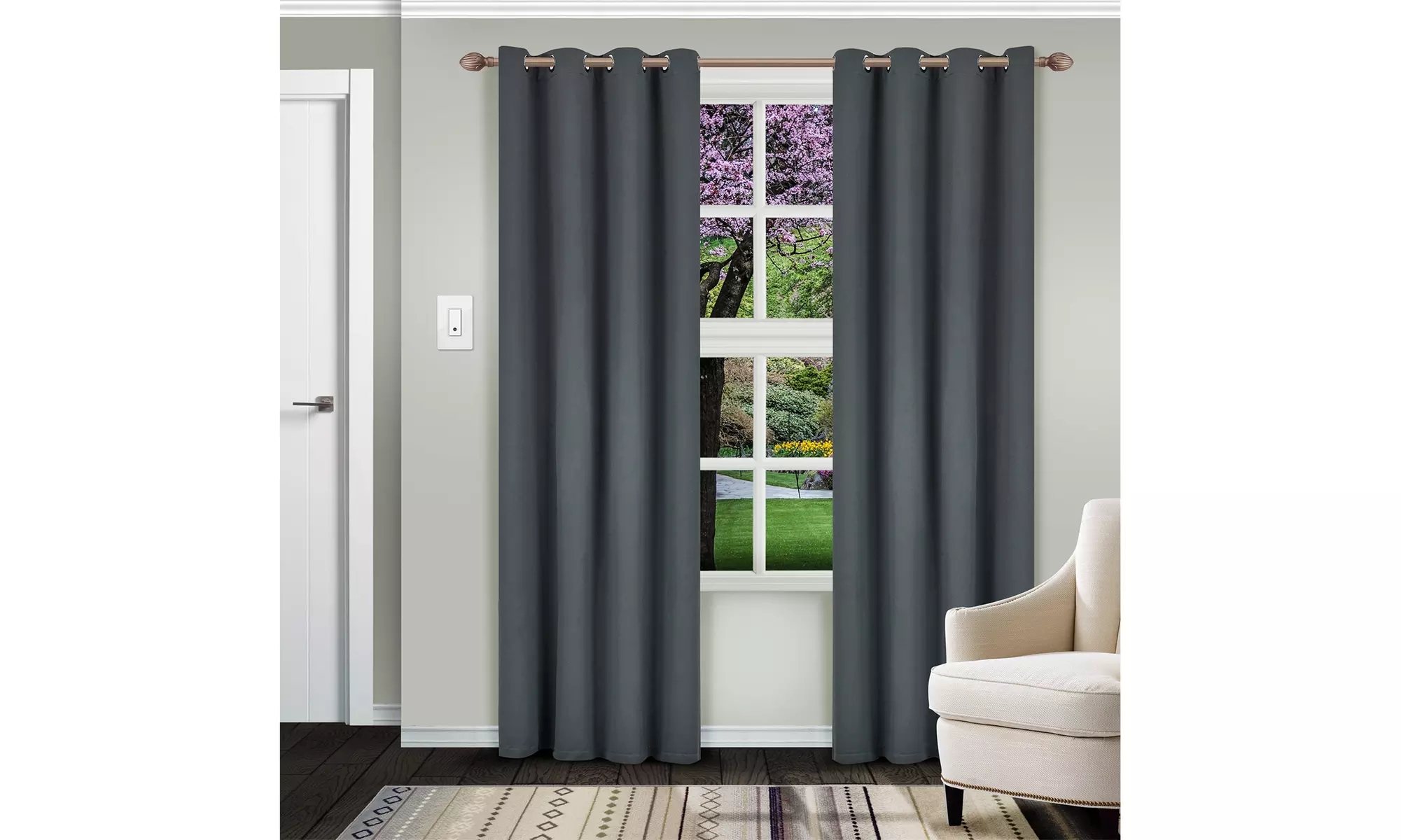 Superior Blackout Grommet Curtain Panel Set Room Darkening Curtains 52" x 108"