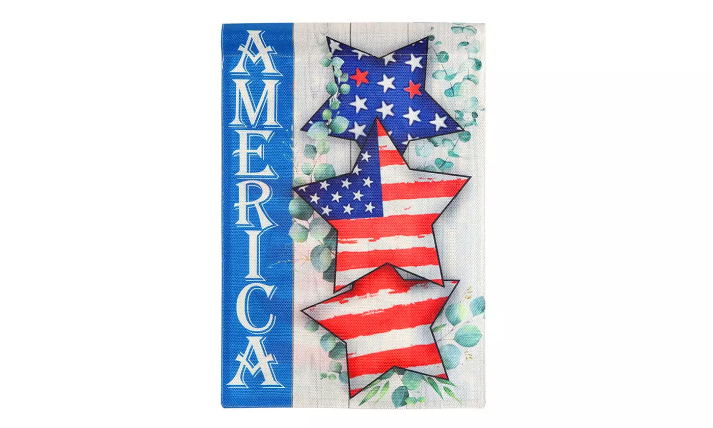 4th of July Patriotic Welcome Garden Flag 12x18 Inch Double Sided USA Flag