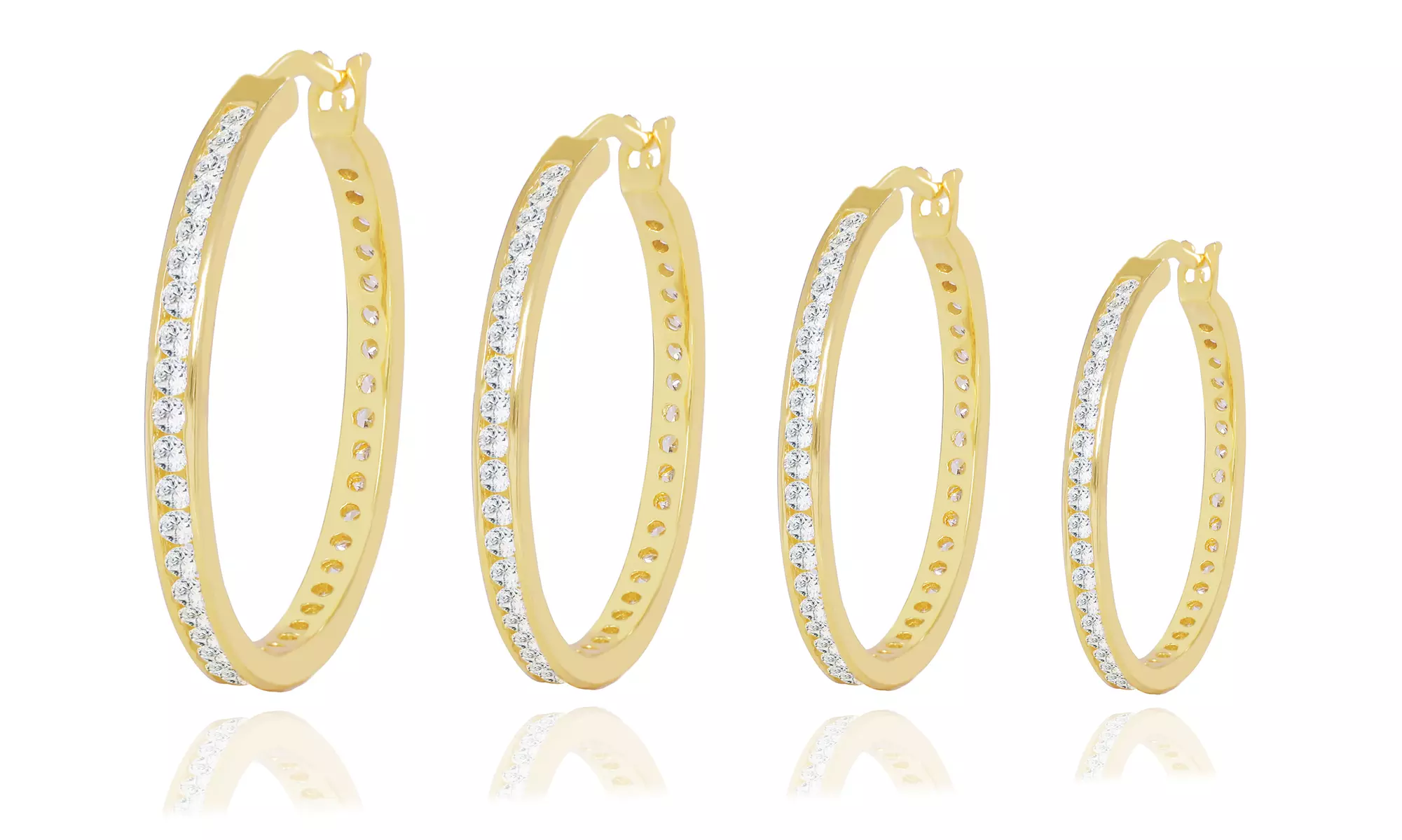 Cubic Zirconia Channel Set Hoop Earrings in Sterling Silver 