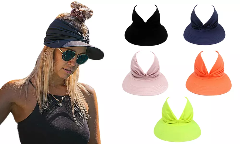Women's Summer Ruched Stretchy Headband Sun Visor Hat - Primary Image