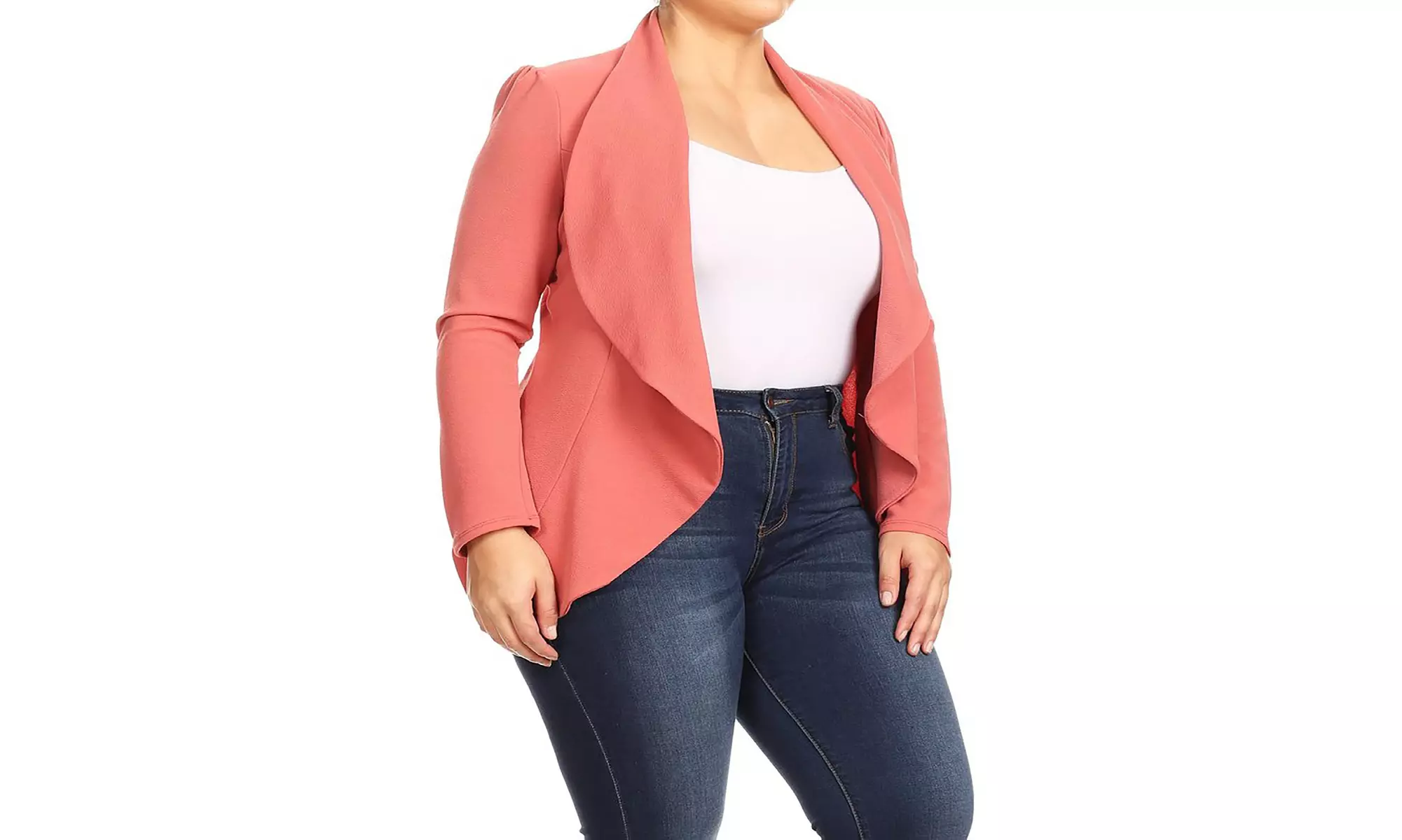 MOA Collection Womens Open Front Blazer with Plus Size