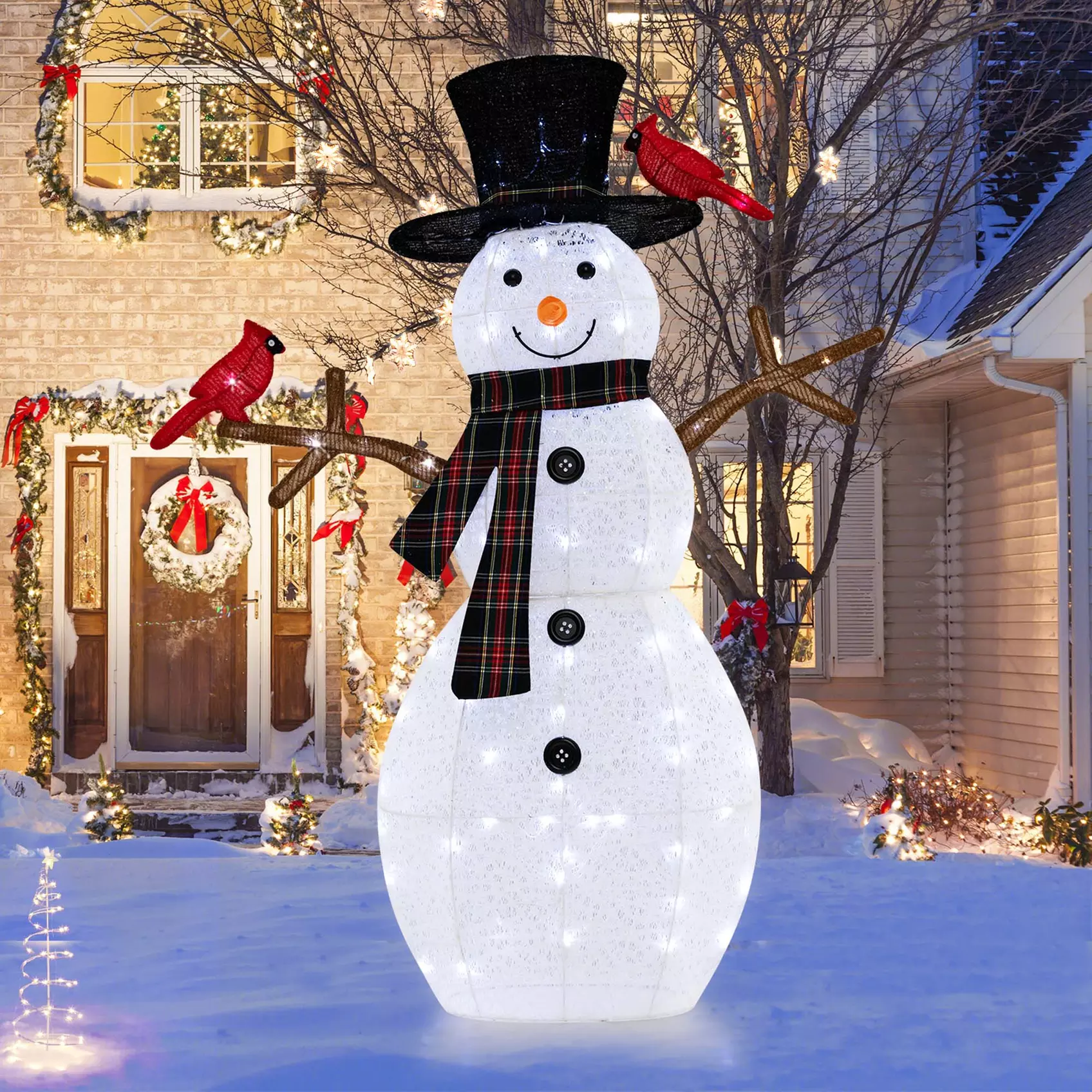 Costway 4.2 FT Pre-Lit Snowman Christmas Decor w/ LED Lights Holiday - Primary Image