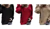Women Loose Knitted Pullover Jumper Sweater V Neck Long Sleeve Knitwear Tops