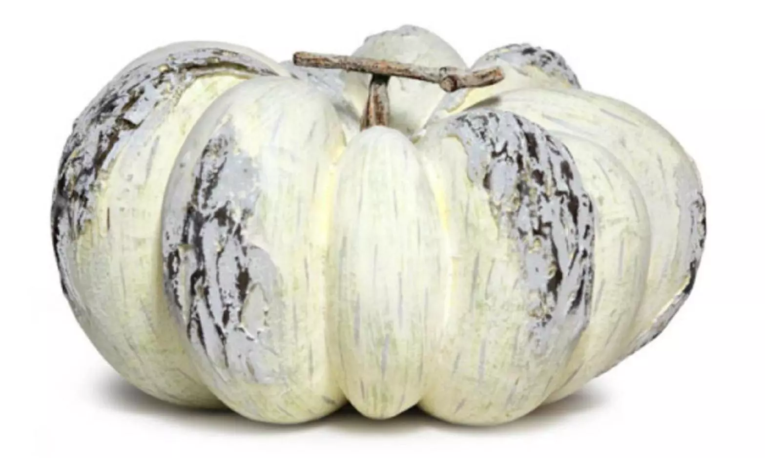 7" Autumn Harvest Weathered Pale Yellow Gray Pumpkin Fall Table Decor - Primary Image