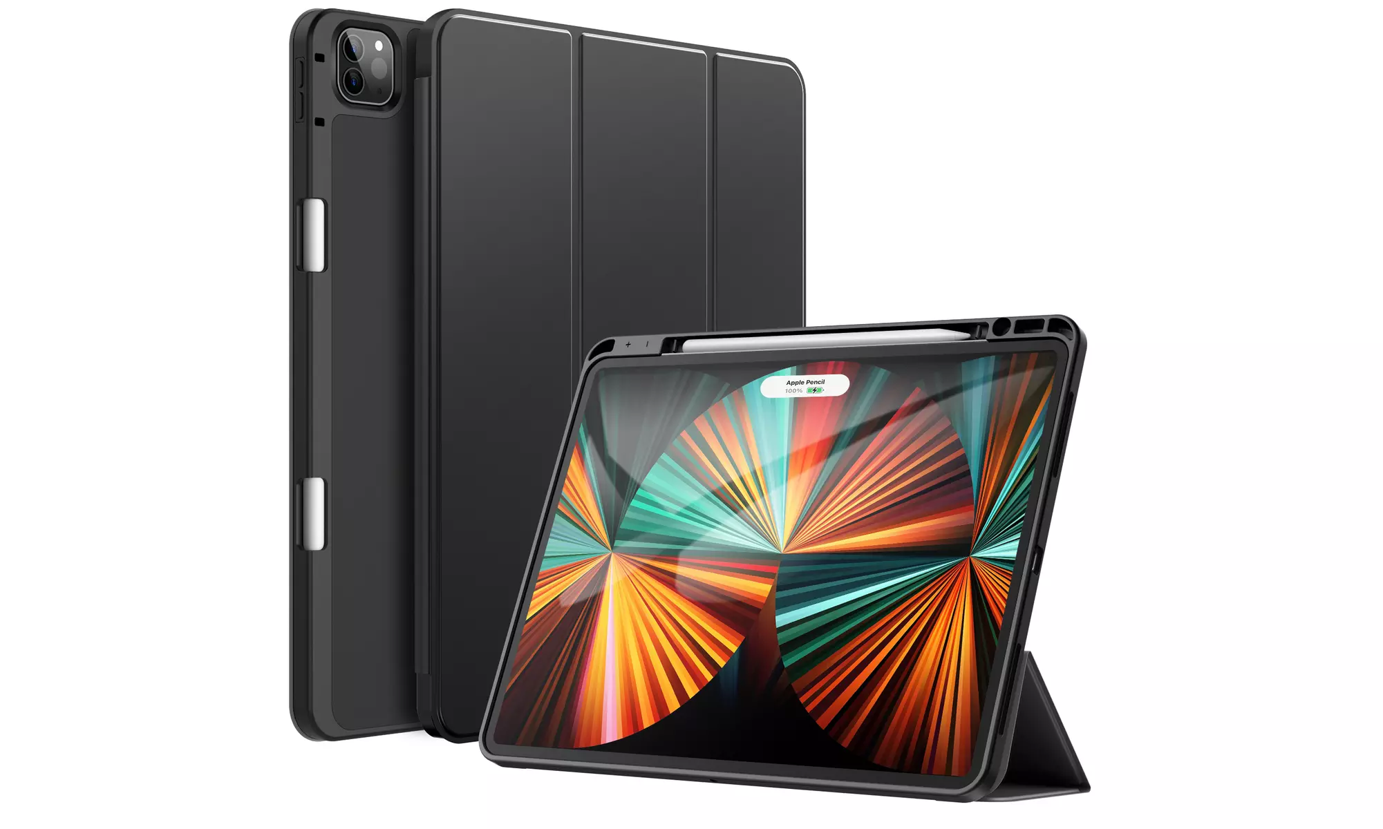 iPad Pro 12.9'' (2022/2021) Case with Pencil Holder, Support 2nd Pencil Charging