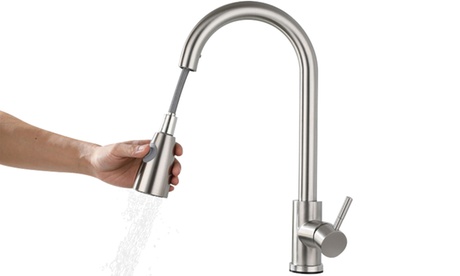 IMounTEK Stainless Steel Pulldown Head Faucet With Flexible Pullout Sprayer