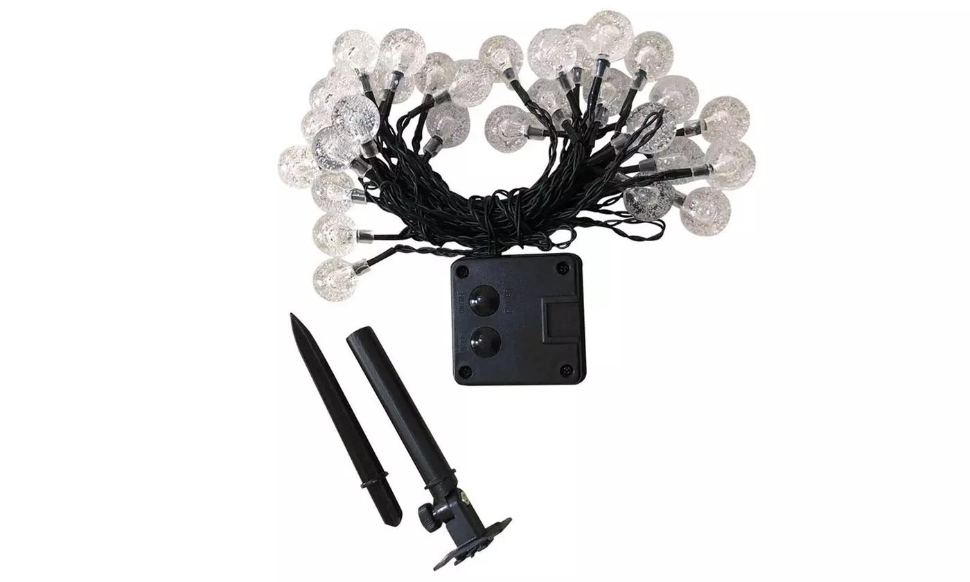 20ft 30 LED Solar String Ball Lights Outdoor Waterproof Warm White Garden Decor