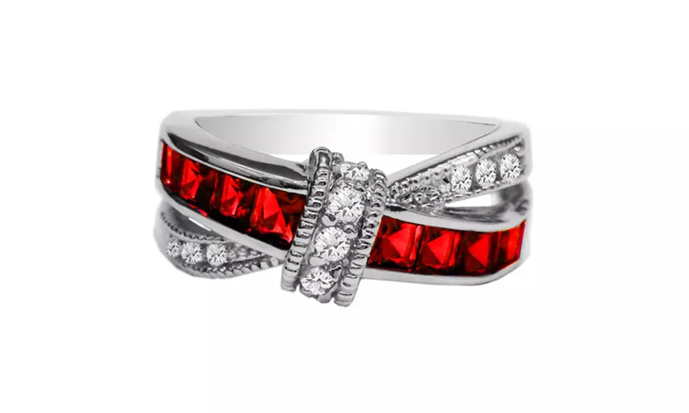 Crossover Ruby Princess Cut Ring - Primary Image