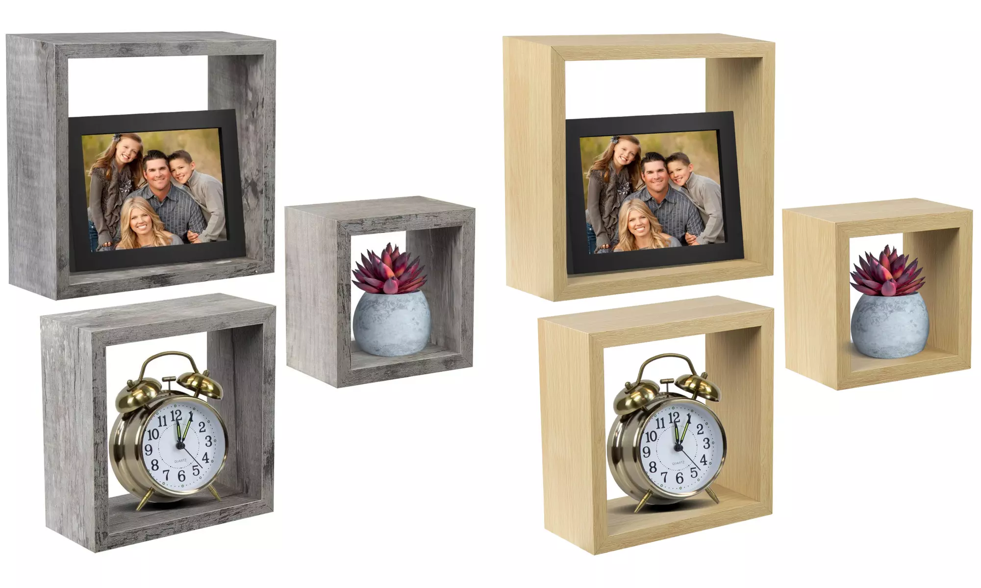 Sorbus Floating Square Shelves Box, Rustic Wall Cube Décor for Home and Bedroom - Primary Image