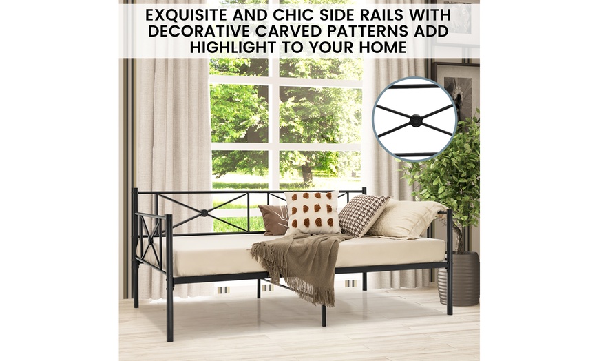 Costway Twin Metal Daybed Frame With Slats Classic Mattress Foundation ...