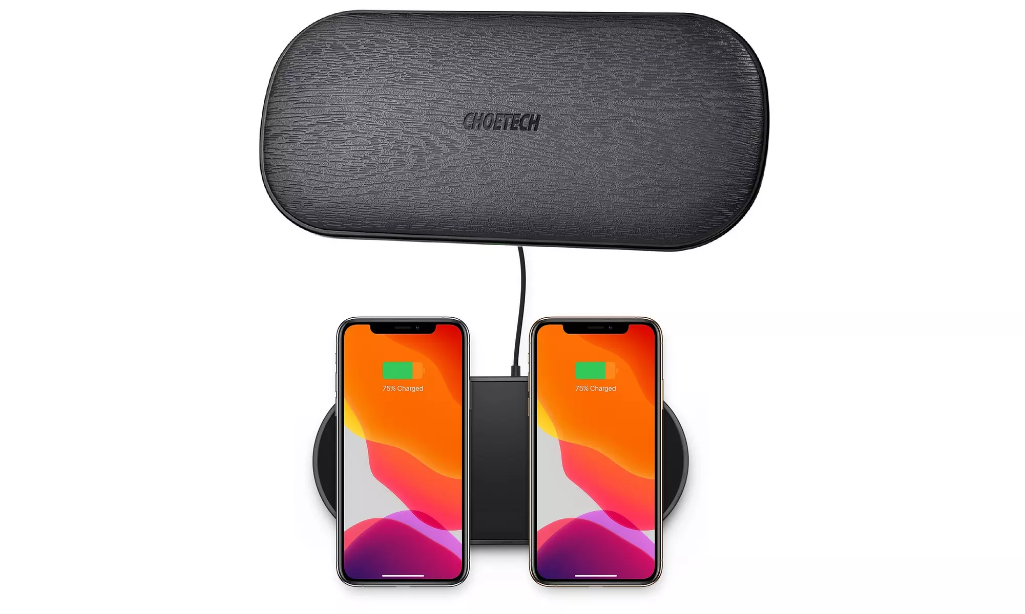 Dual Wireless Charger Fast Qi 5-Coil Charging Pad for iPhone Google Samsung Duo