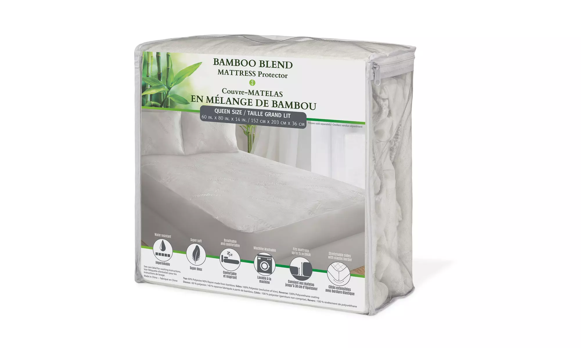 Hypoallergenic Waterproof Bamboo Jacquard Mattress Protector