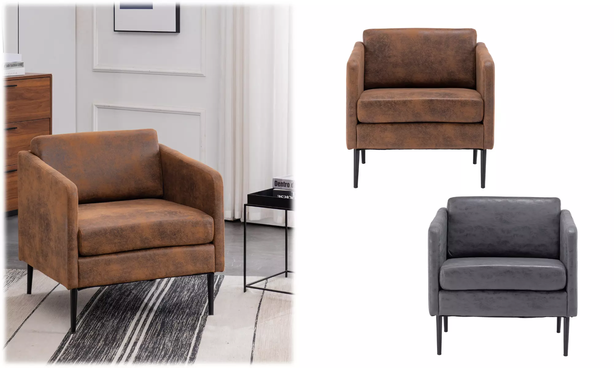 Hydrogen Bomb Iron Legs Wooden Frame  Bronzing Cloth Indoor Chair Sofa  - Primary Image