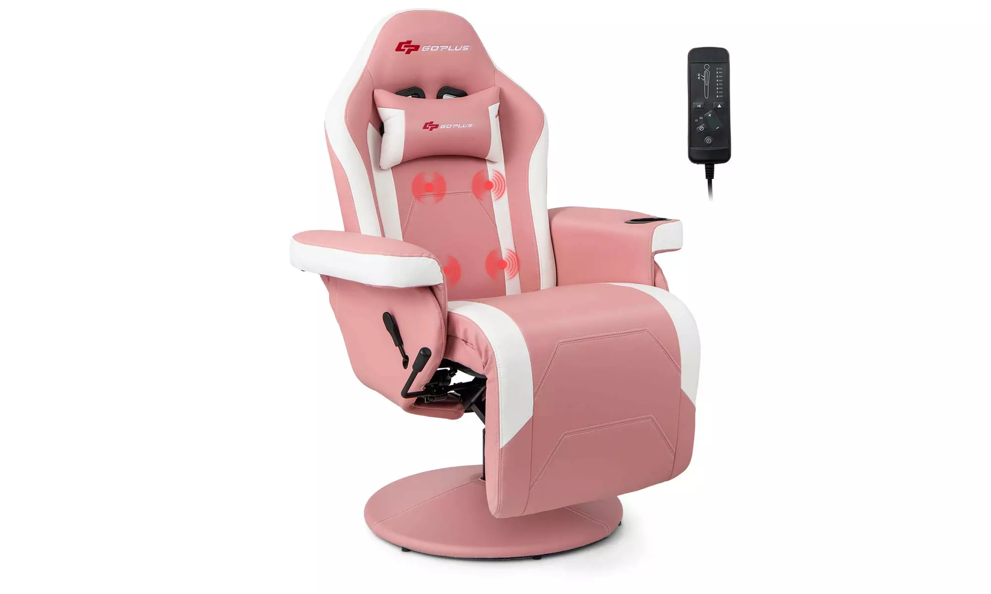 Costway Massage Gaming Chair - Adjustable Racing Swivel Chair with Cup Holder
