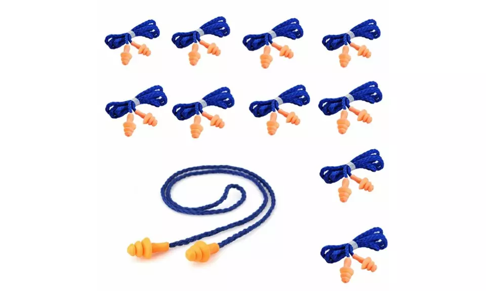 10Pcs Soft Silicone Corded Ear Plugs Reusable Hearing Protection Earplugs 29DB - Primary Image