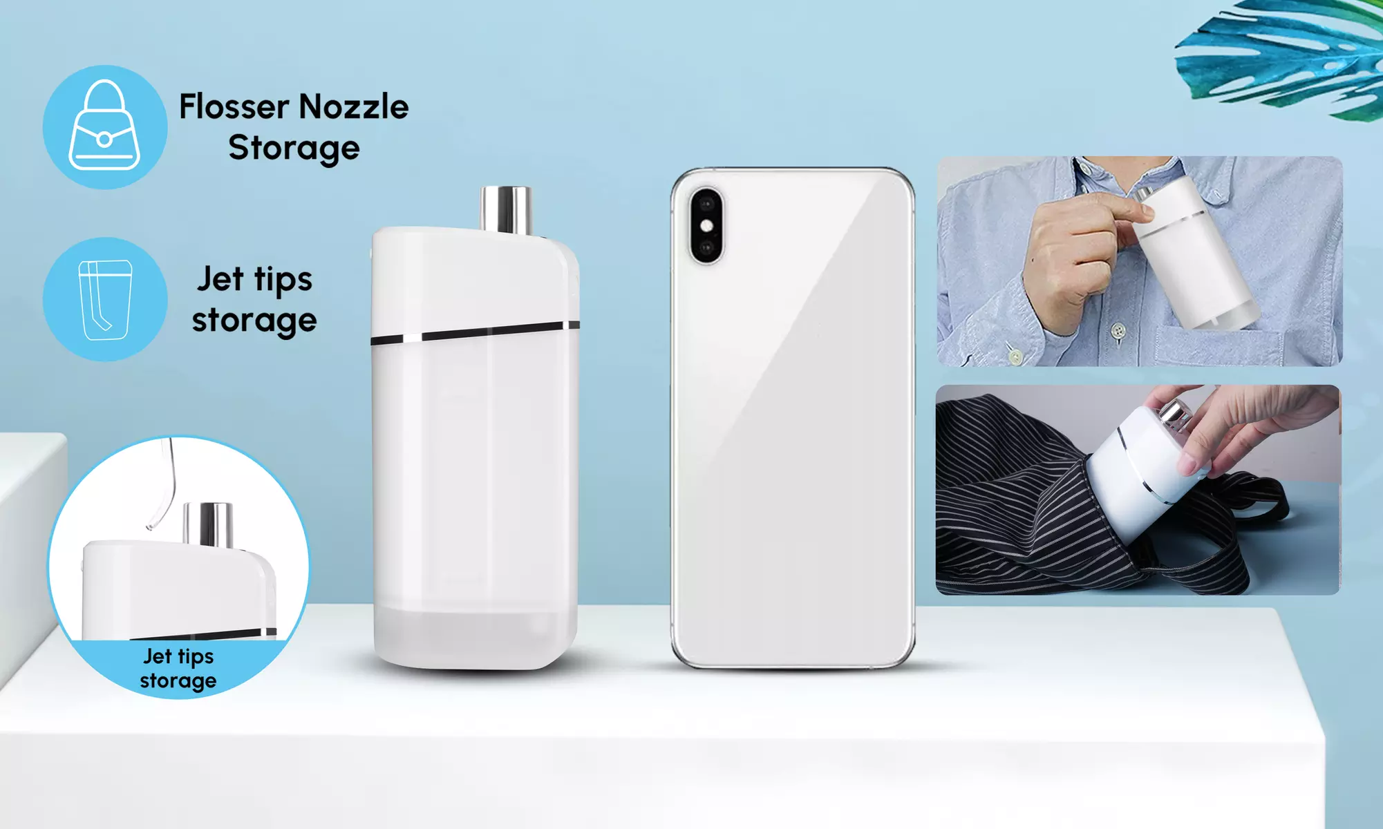 Portable Water Flosser Cordless Teeth Telescopic Oral Irrigator with Travel Bag