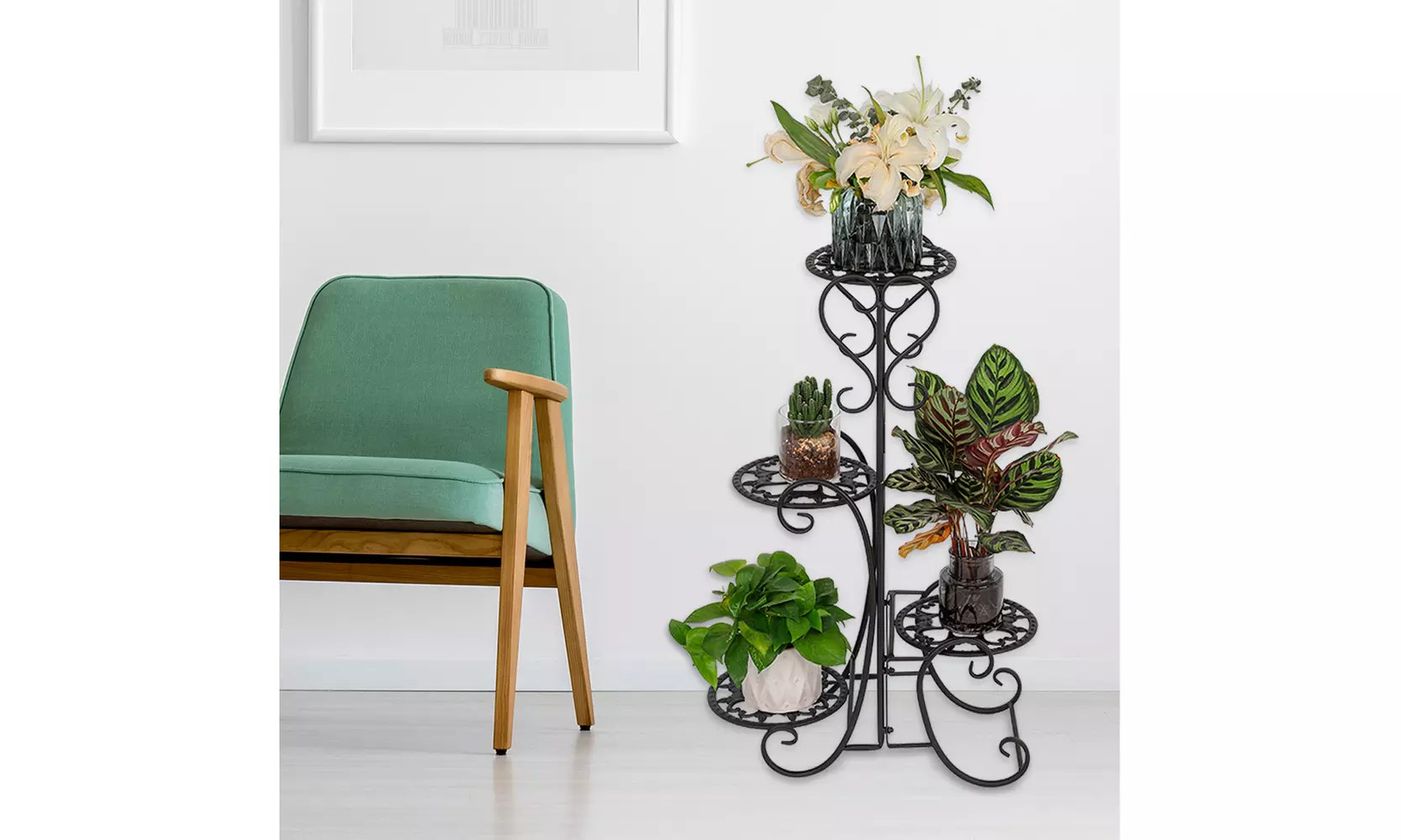 4 Potted Flower Metal Plant Pot Stand Decoration for Indoor Outdoor Garden