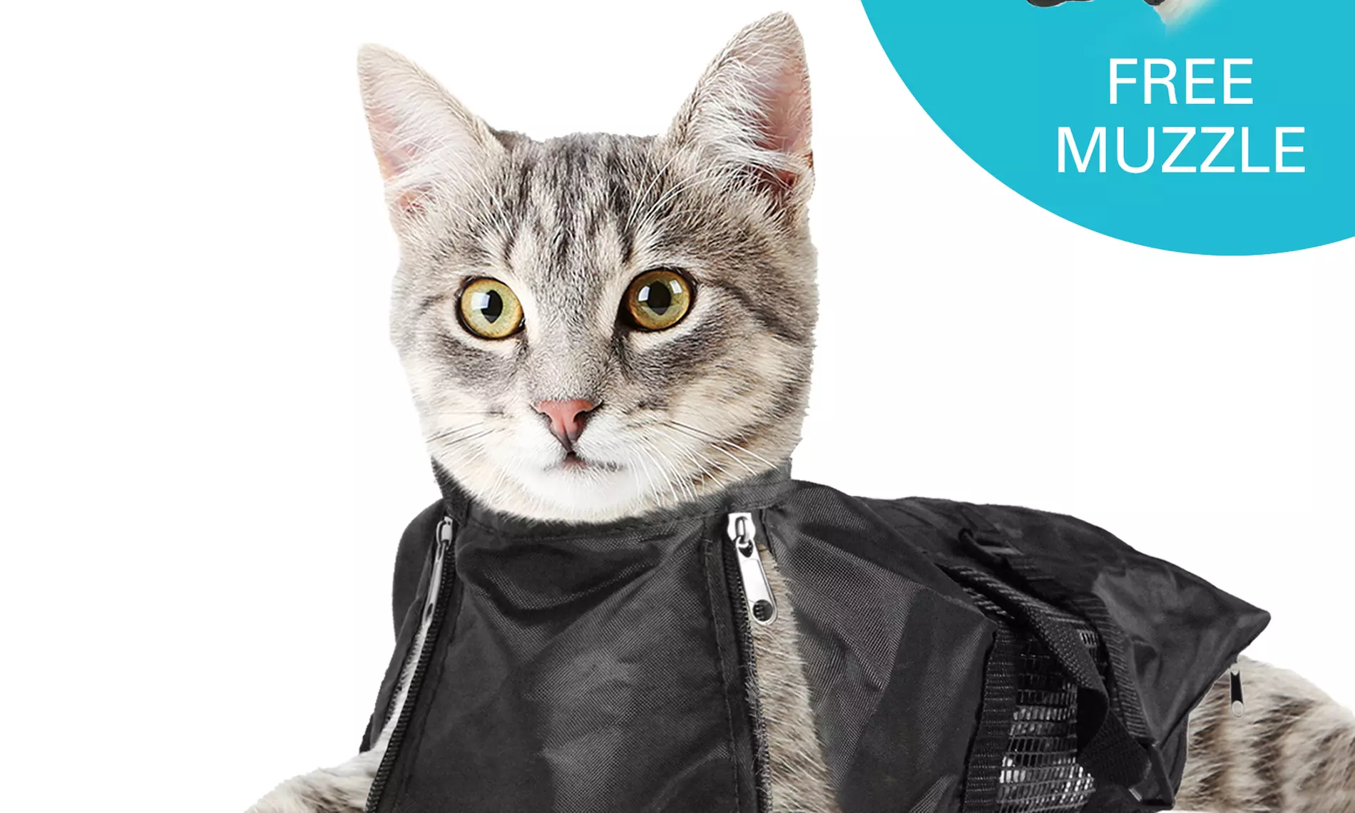 Cat Grooming Restraint Bag with Cat Muzzle - Primary Image