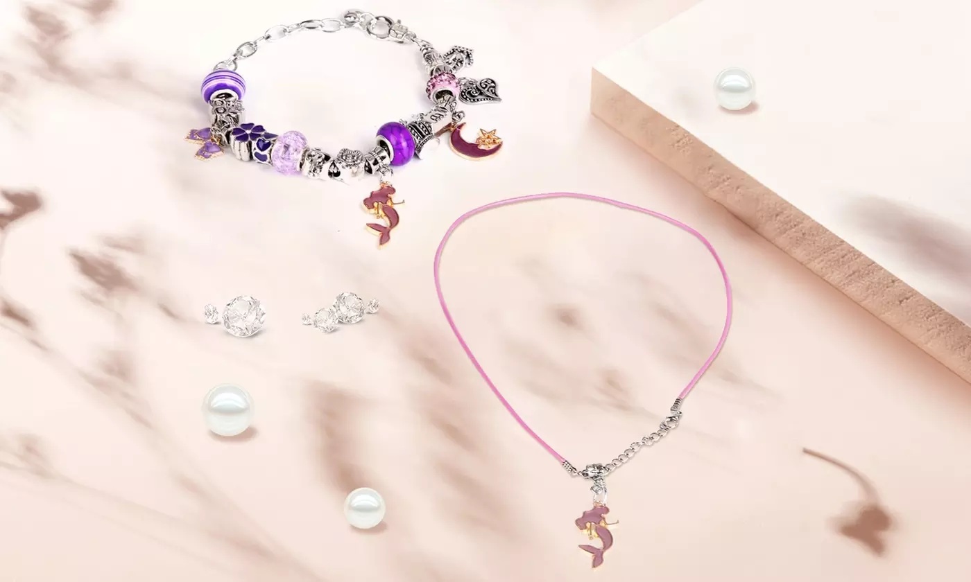  Laromni 66-Piece Charm Bracelet & Necklace Kit for Girls DIY Jewelry Making