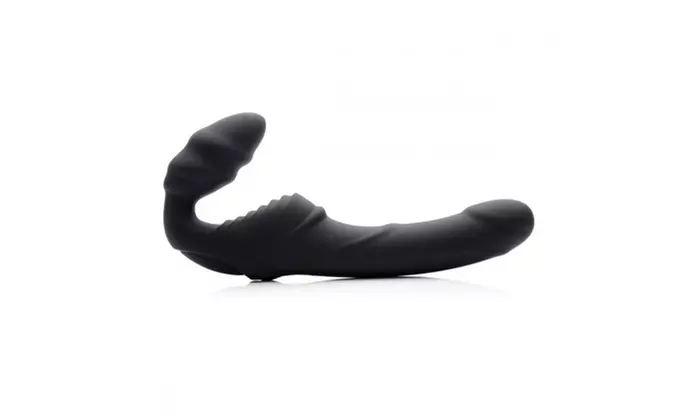 Slim Rider Ribbed Vibrating Silicone Strapless Strap On - Primary Image