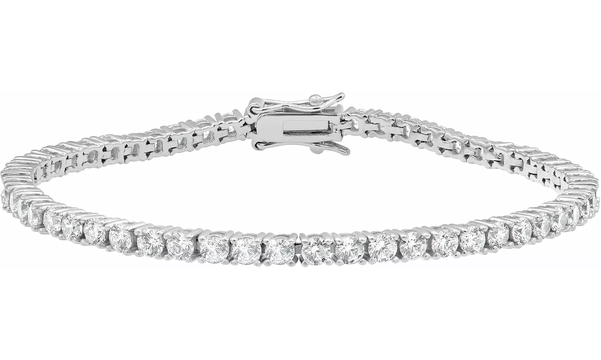 Sterling Silver Round-cut Cubic Zirconia Tennis Bracelet