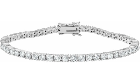 Sterling Silver Round-cut Cubic Zirconia Tennis Bracelet White Cubic Zirconia Cubic Zirconia Sterling Silver