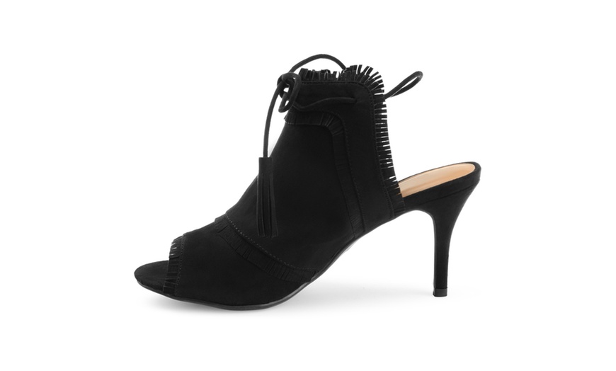 Image 7: Journee Collection Womens Tassle Open Toe Fringe High Heels