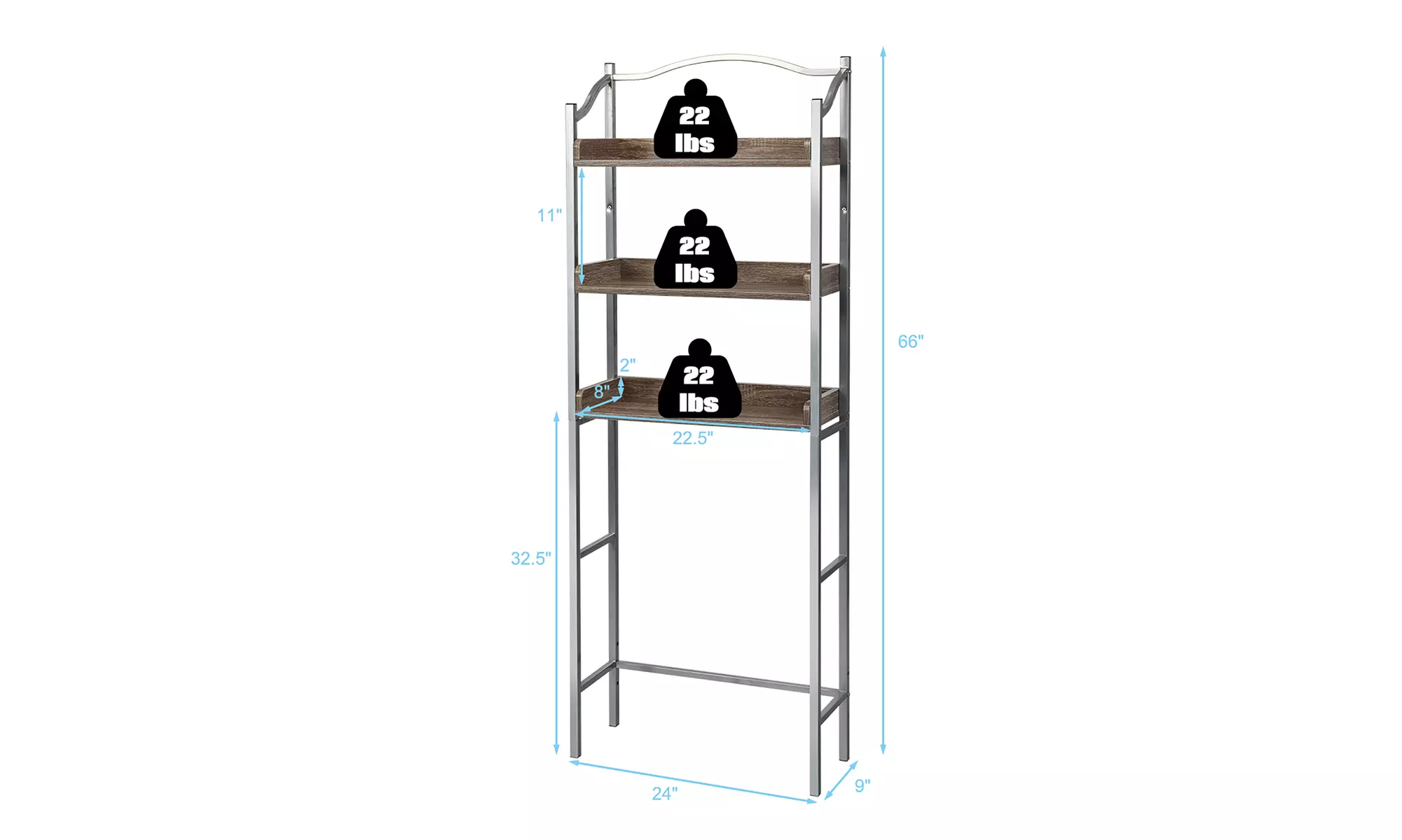 Costway 3-Tier Bathroom Spacesaver Storage Rack