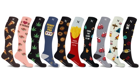 XTF Fun Novelty And Expressive Collection Knee-High Compression Socks (1-Pair) Cookie Large/XL