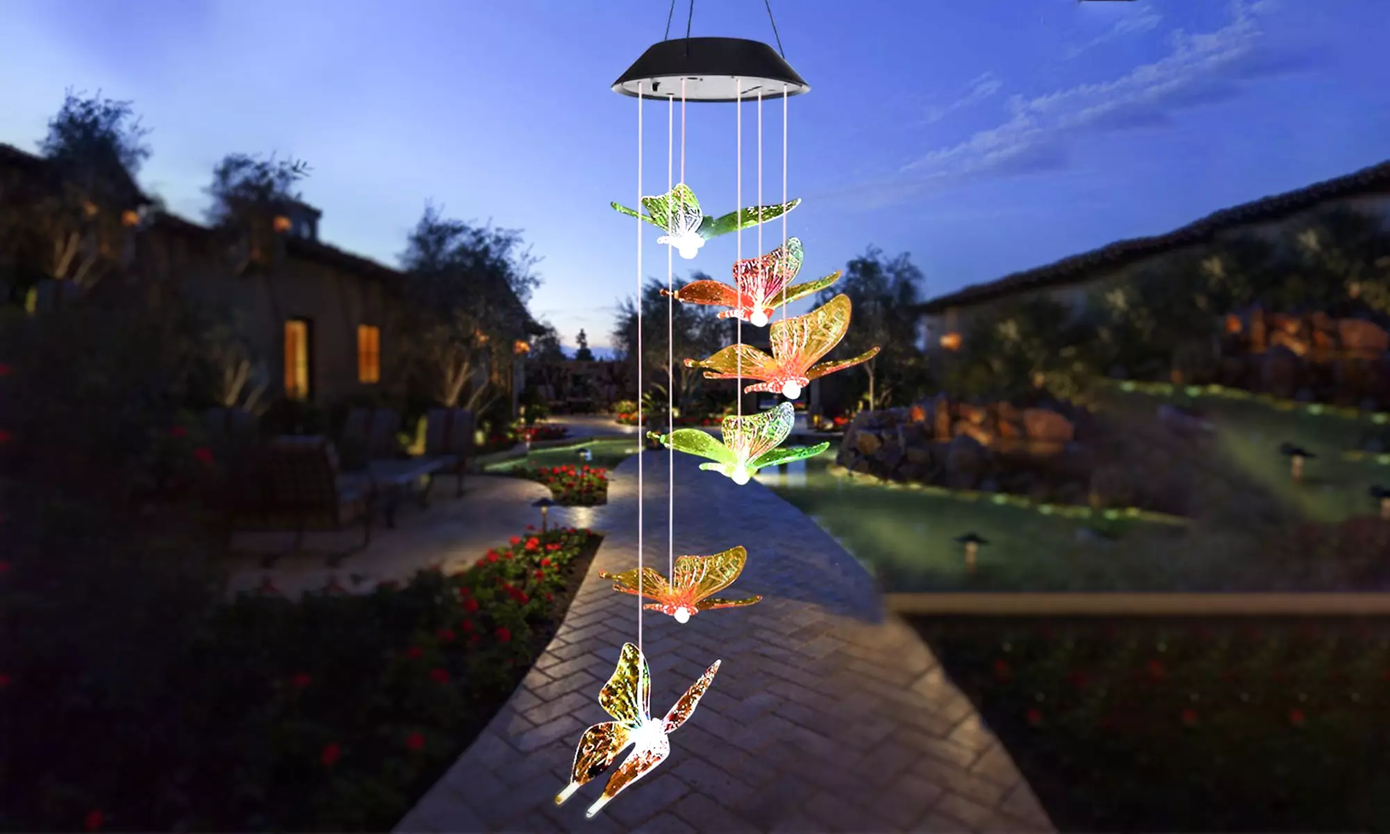 Solar Wind Chime Hanging Mobile Garden Decor Lights