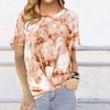 Image 7: Women's Round Neck Loose Tie-Dye Printed Short-Sleeved Twist Tunic