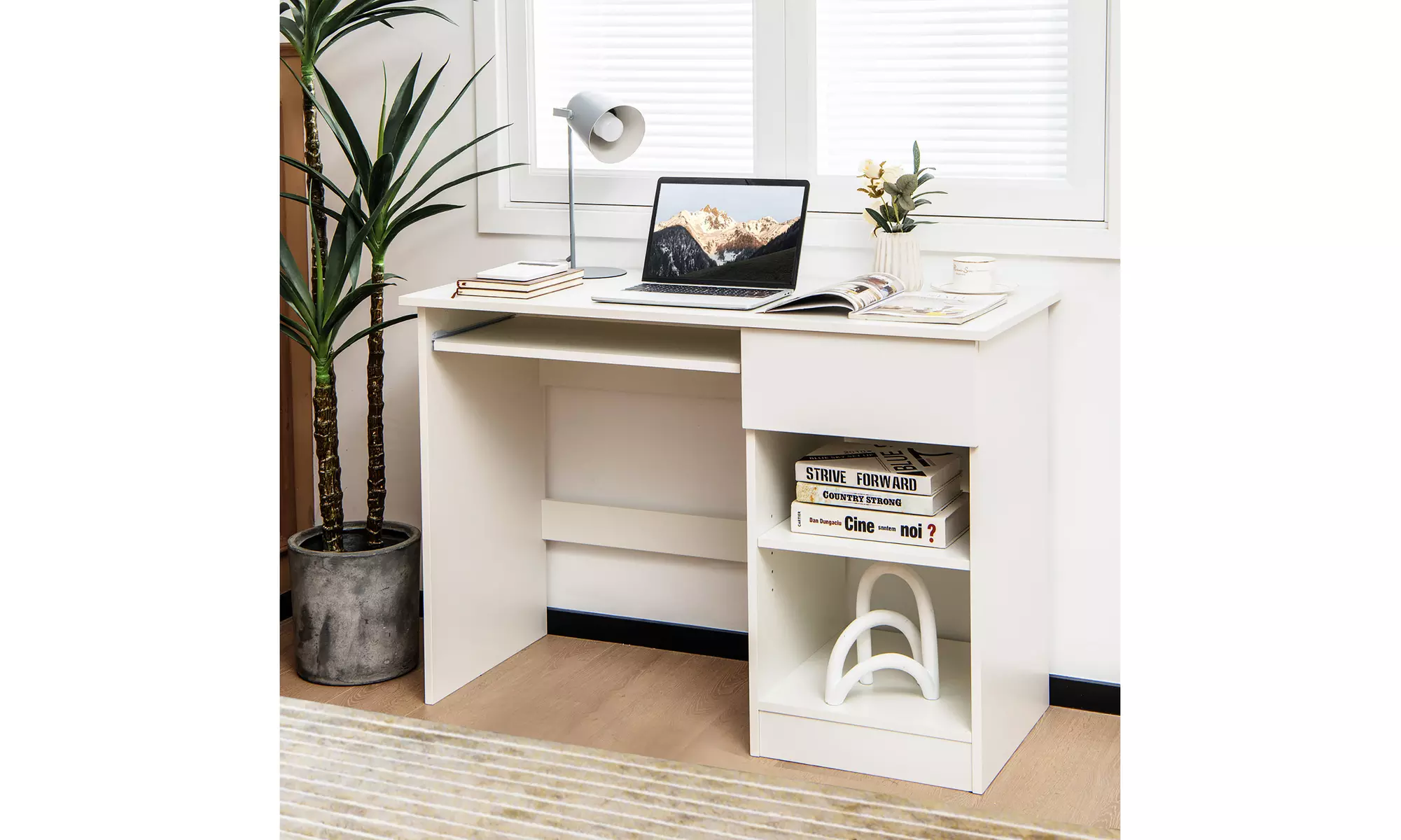 Costway Computer Desk Home Office Workstation Study Laptop Table Keyboard Tray - Primary Image