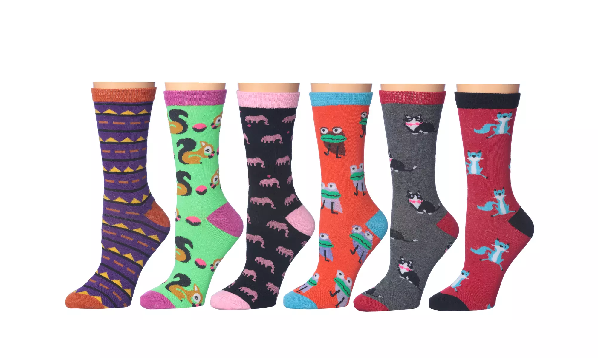 Frenchic Women's Fun Printed Crew Socks (6-Pairs) - Second Medium