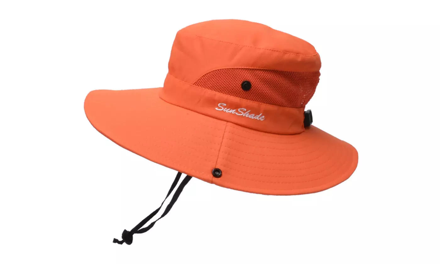 Sun Hat for Women with Wide Brim Ponytail - Beach Hats
