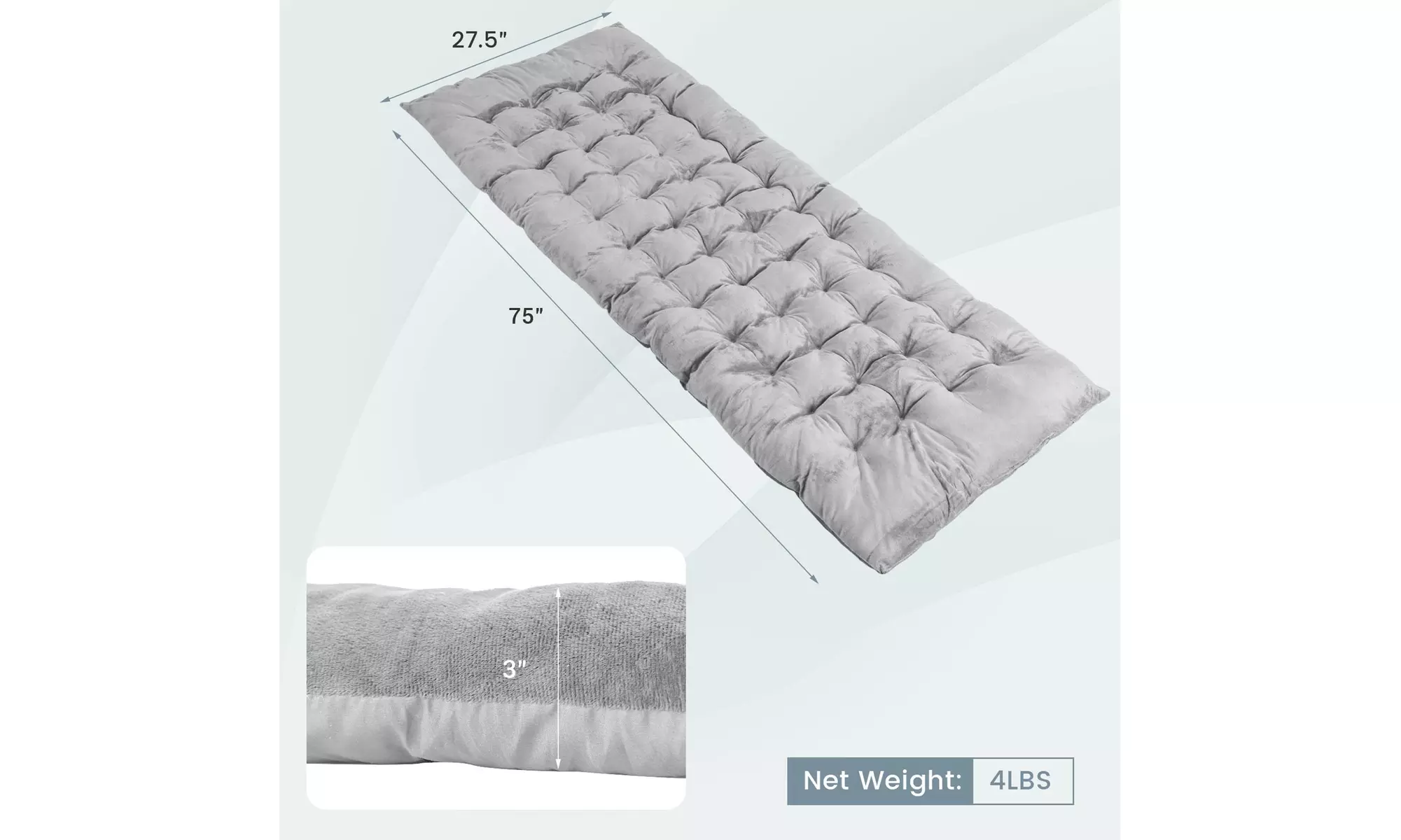 Costway Camping Cot Pad Sleeping Mattress Crystal Velvet Outdoor Lightweight