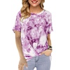 Image 4: Women's Round Neck Loose Tie-Dye Printed Short-Sleeved Twist Tunic