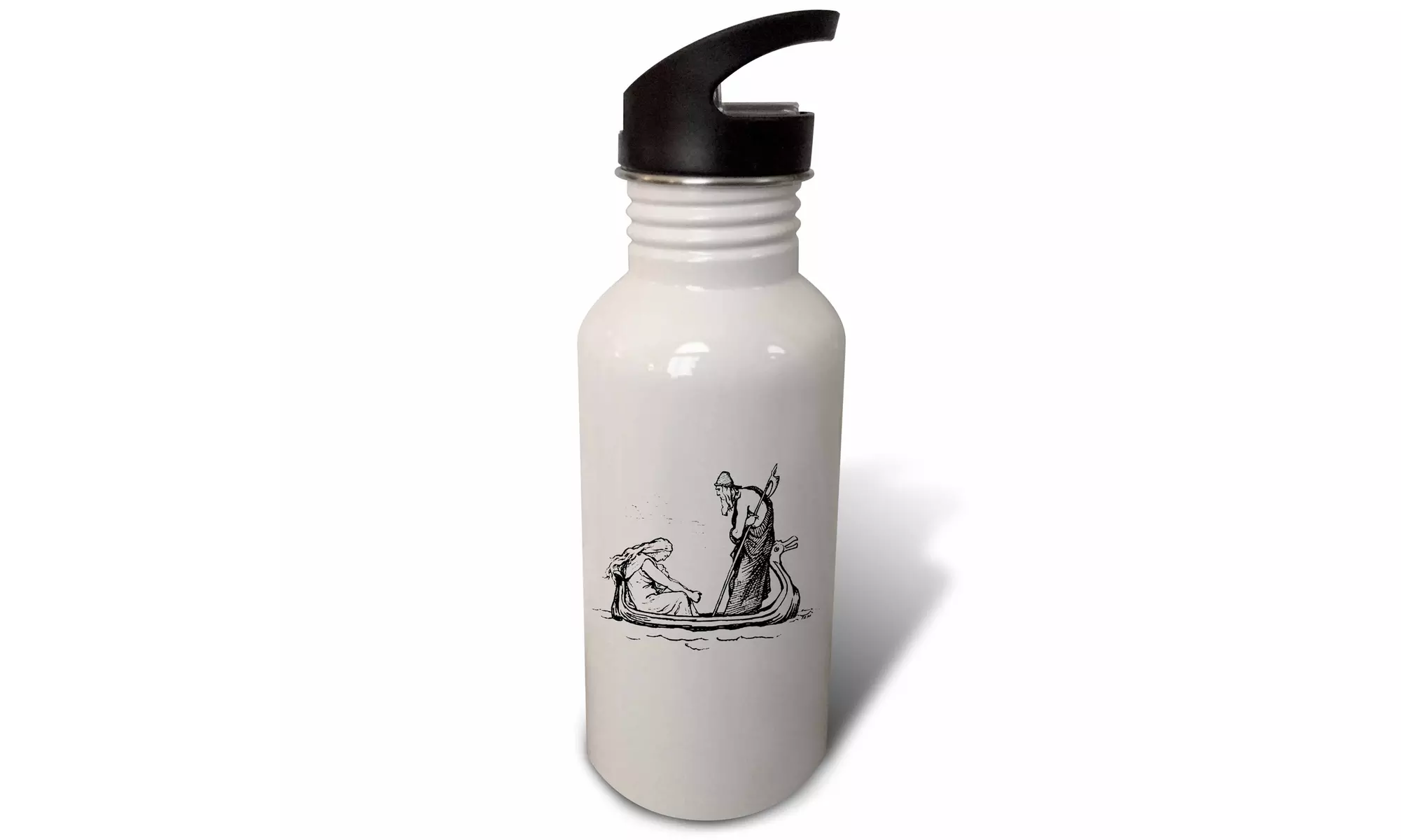  Straw Water Bottle Frigg and Odin Sailing In Oselvar Viking Boat  - Primary Image