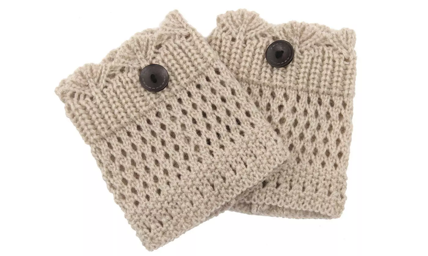 iMounTEK Women's Winter Crochet Knit Boot Button Sock Topper Cuff Leg Warmers