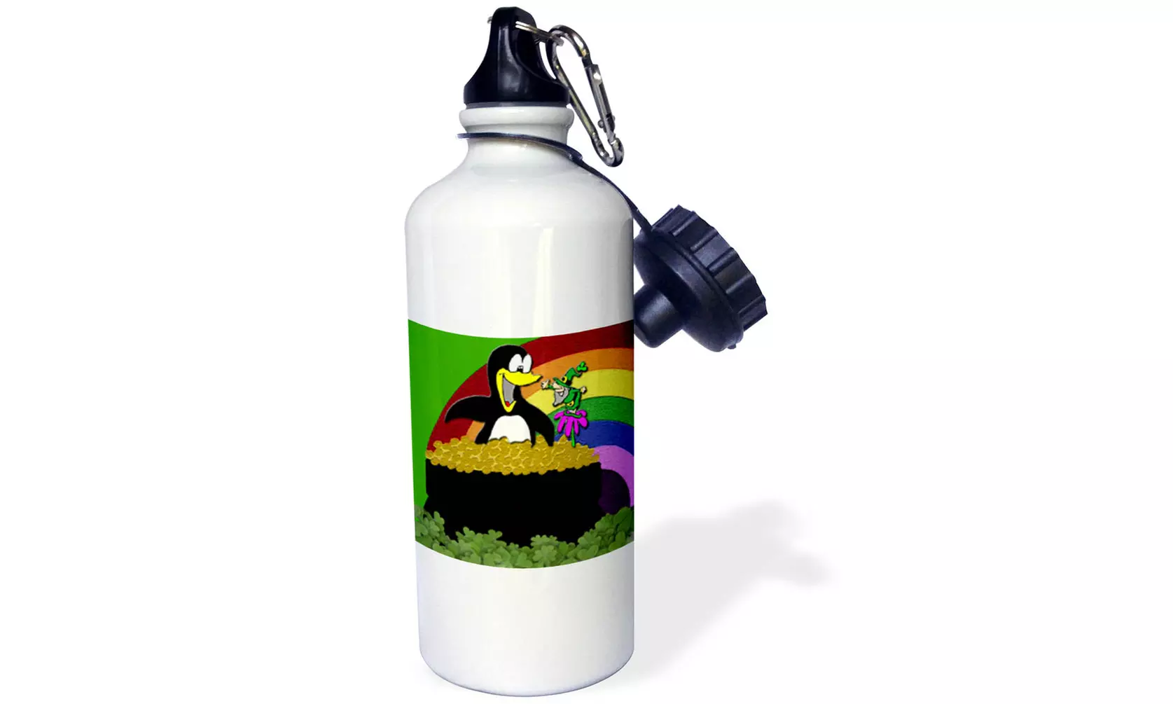 Water Bottle Penguin and Leprechaun in Pot of Gold - Primary Image