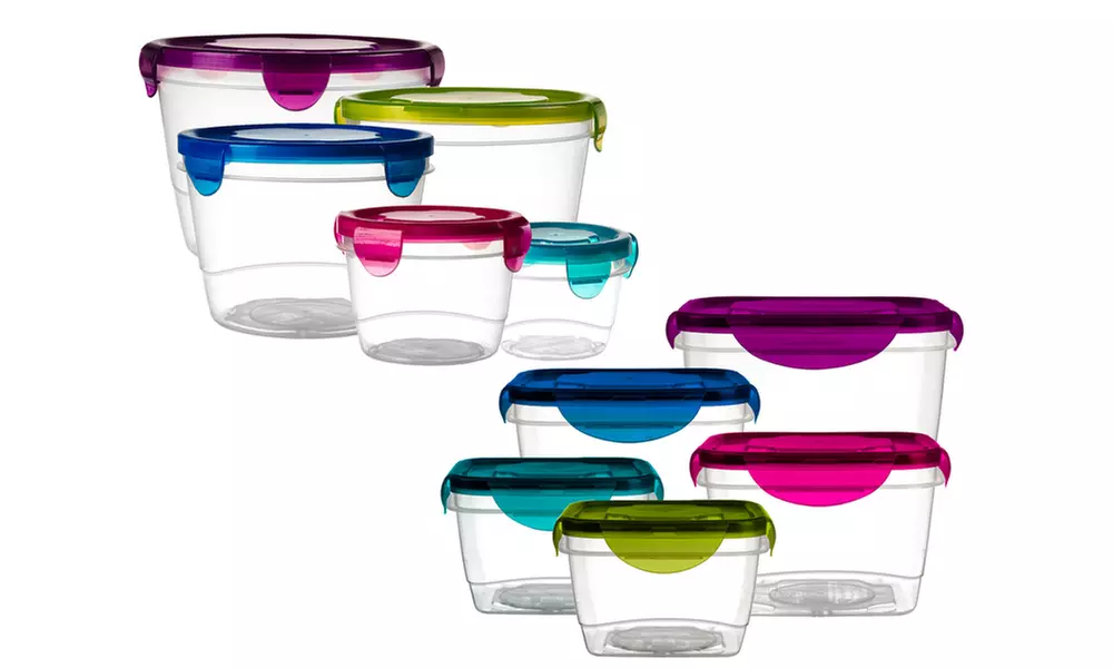 Plastic Lock-and-Seal Food Storage Set with Lids (6, 10, 12 or 20-Piece) - Primary Image