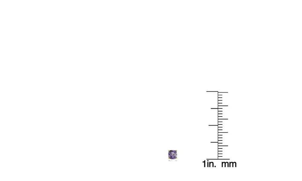 Yellow Gold Flashed Sterling Silver 5mm Cushion-Cut Amethyst Stud Earrings