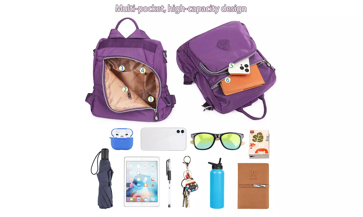 Women's Lightweight Waterproof Nylon Backpack - Multiple Options