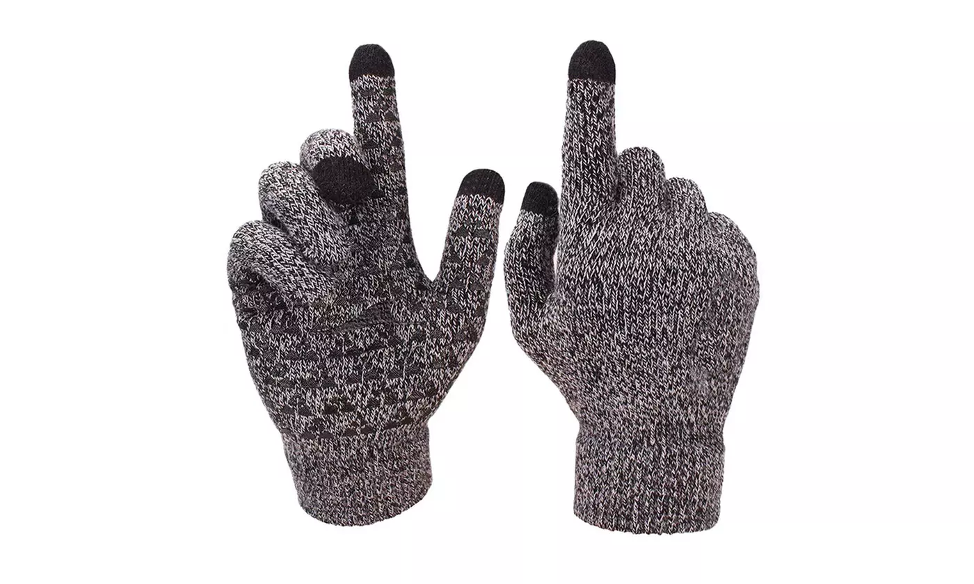 Winter Knit Gloves Touchscreen Warm Thermal Lining Elastic Cuff Glove