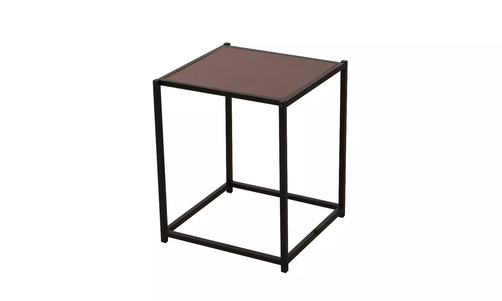 Rustic Iron Frame Wood Grain Veneer Surface Side Table End Table Sapele Color - Primary Image