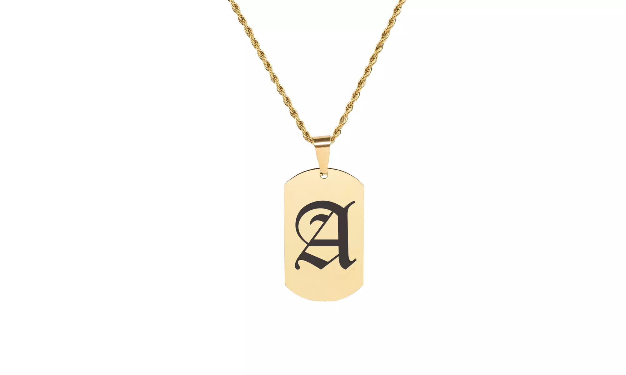 Solid Stainless Steel Initial Tag Necklace by Pink Box - Primary Image