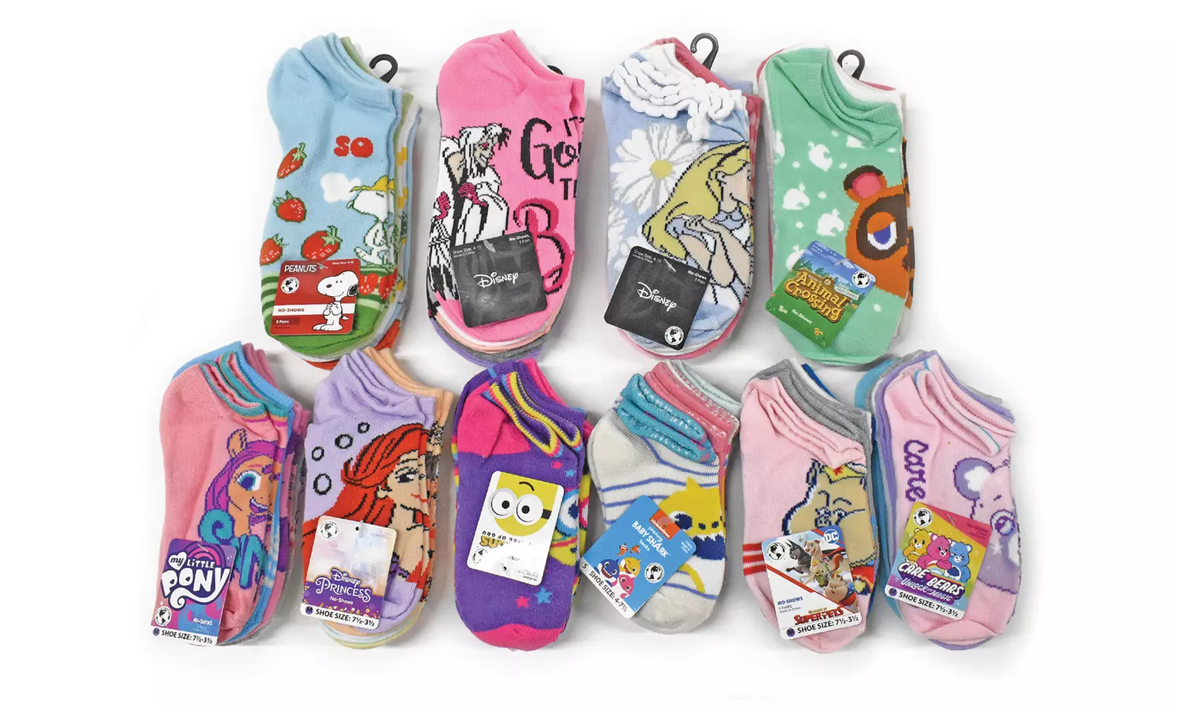 Mystery Licensed Assorted Kids' No-Show Socks (20-Pair)