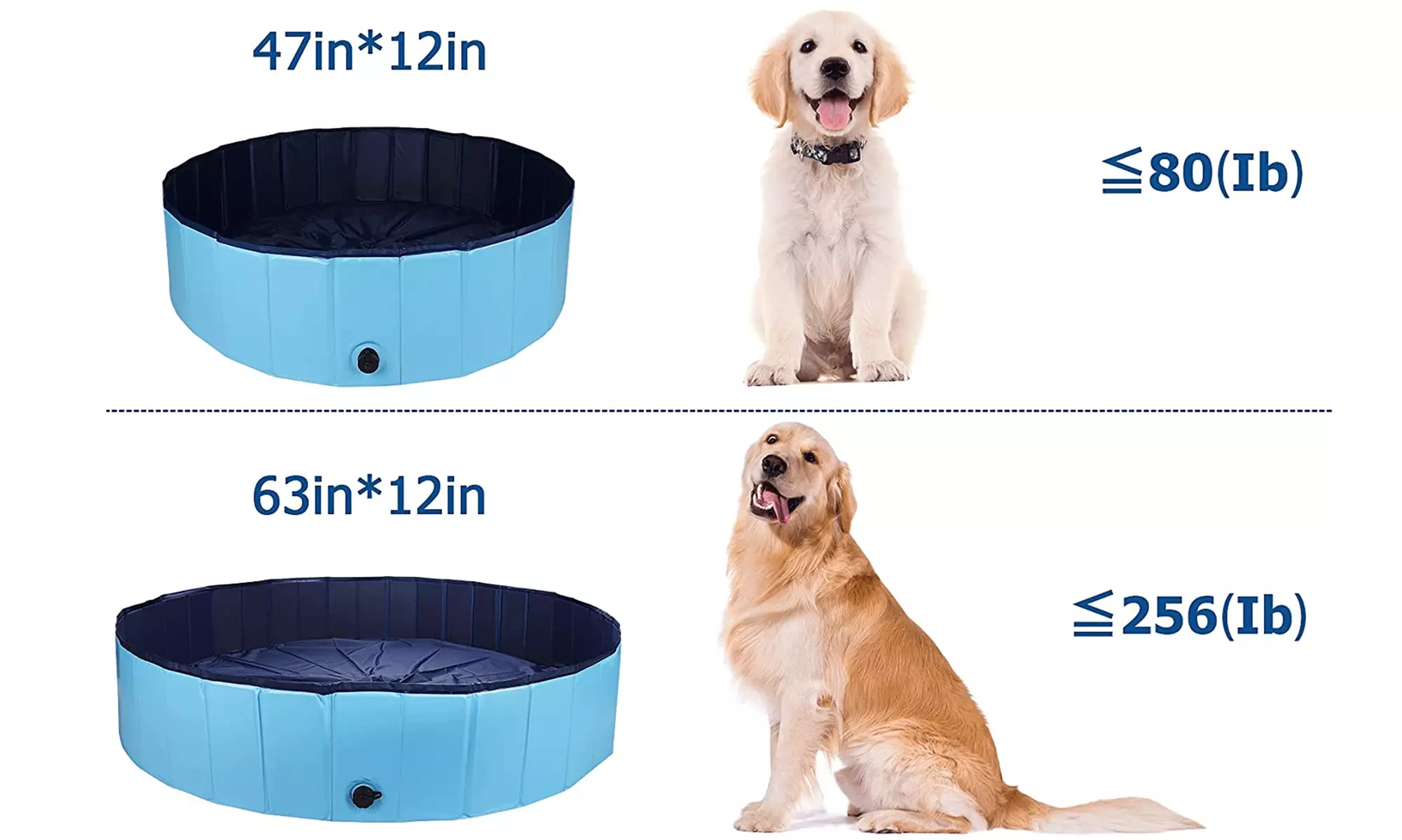 Foldable Dog Pool Kiddie Pool Pet Bathing Tub Outdoor Swimming Pool with Brush